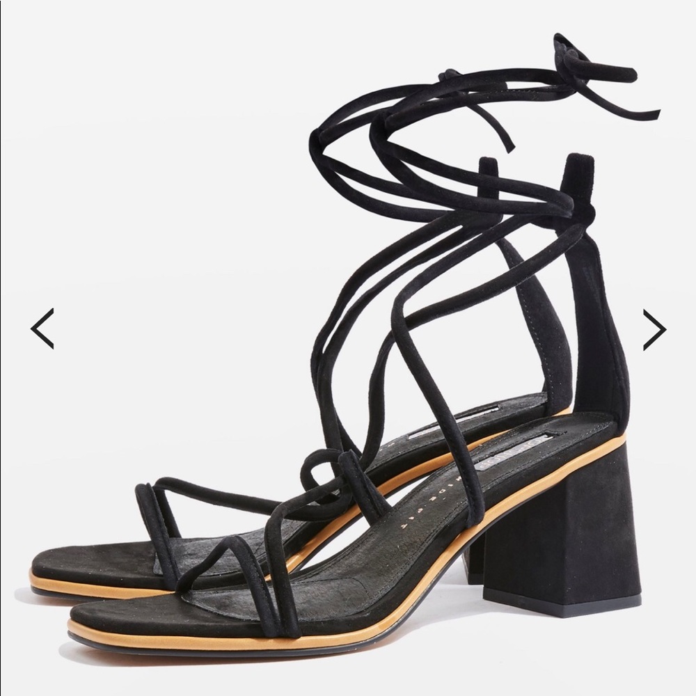 Topshop Black WIDE FIT tubular strappy sandals.